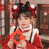 Flower Chinese New Year Headwear Red Hanfu Hair Sticks Sweet Children Bow Wig Hairpin Girls