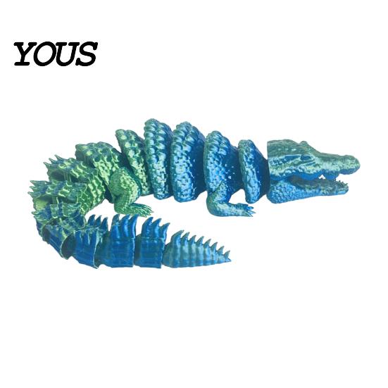 3D Printed Fidget Animal Crocodile Toy, Articulated Figurine, Realistic Flexible Party Favors for Children Reptile Sensory Desk Ornament Stress Relief