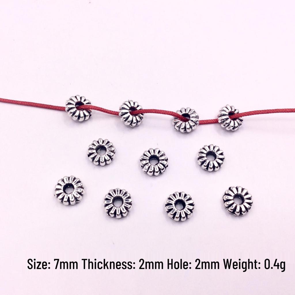 Tibetan Silver Flower Spacer Beads - 100pcs DIY Jewelry Accessories for Bracelets & Necklaces
