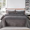 Solid Color Crystal Velvet Quilted Bedspread 3-Piece Set - Casual Home Bedding Blanket