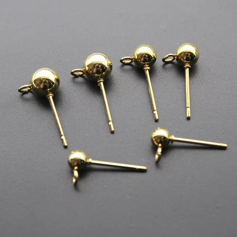 

20PCS Surgical Stainless Steel 3 4 6 mm Round Ball Earrings Stud Post with Loop Fit Women DIY Earring Jewelry Making Accessories ball 4mm золотой