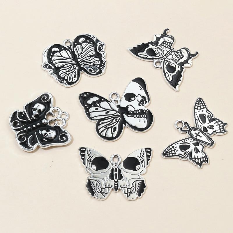 10pcs Skull Butterfly Charms Pendant Enamel Gothic Punk Style DIY Jewelry Making Accessories Necklace Bracelet Findings