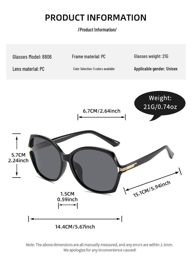 Elegant Oversized Polarized Sunglasses for Women - UV Protection, Retro Style, Face Slimming