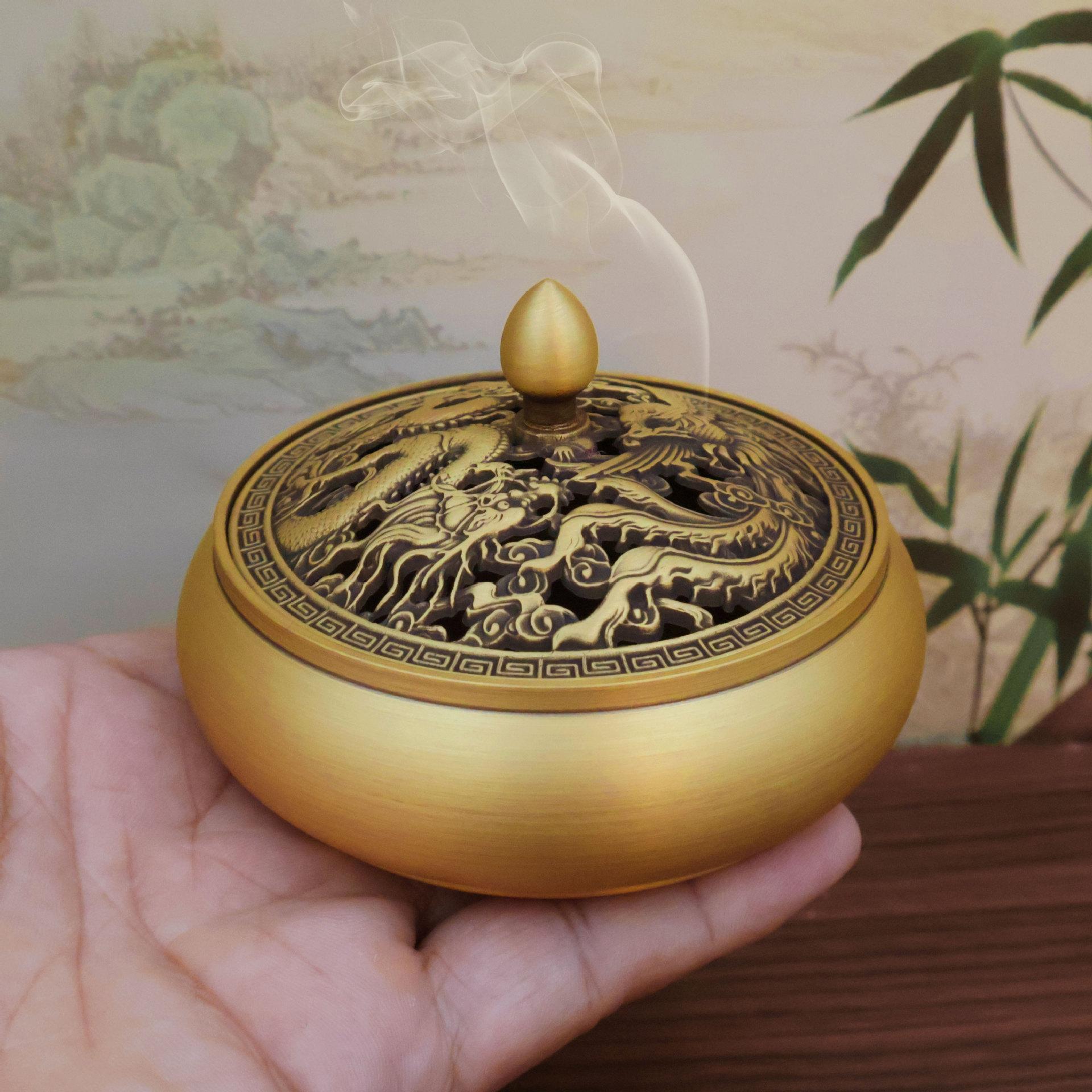 Brass Stone Mill Backflow Coil Incense Home Indoor Sandalwood Tea Ceremony Aromatherapy Burner Craf
