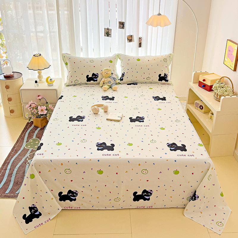 1pc 100% Cotton Bedsheet Cartoon Style Bed Linen Skin-friendly Flat Bed Sheet Adults Kids Sheets Drap De Lit (No Pillowcase)