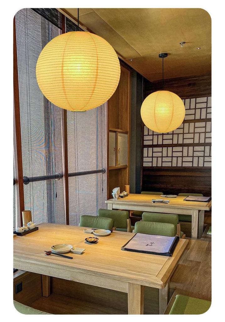 Isamu Noguchi Round Paper Lantern: Vintage Japanese Style Pendant Light for Bedroom, Hotel, Guesthouse, or Bar.