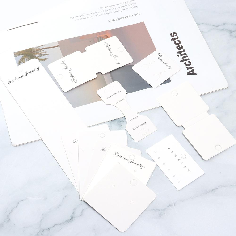 50 Stück Mehrform Weiß Schmuckverpackungskarte Faltkarte Für DIY Armband Halskette Ohrringe Display Handgemachte Verpackungskarte