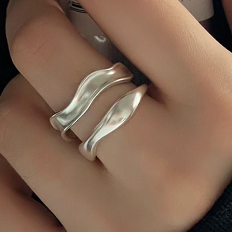 PANJBJ  925 Sterling Silver Double Layer Ring for Women Girl Gift Geometry Hollowing Out Minimalism Fashion Jewelry Wholesale