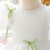 European Children's White Flower Mesh Puffy Formal Princess Birthday Dress 2026