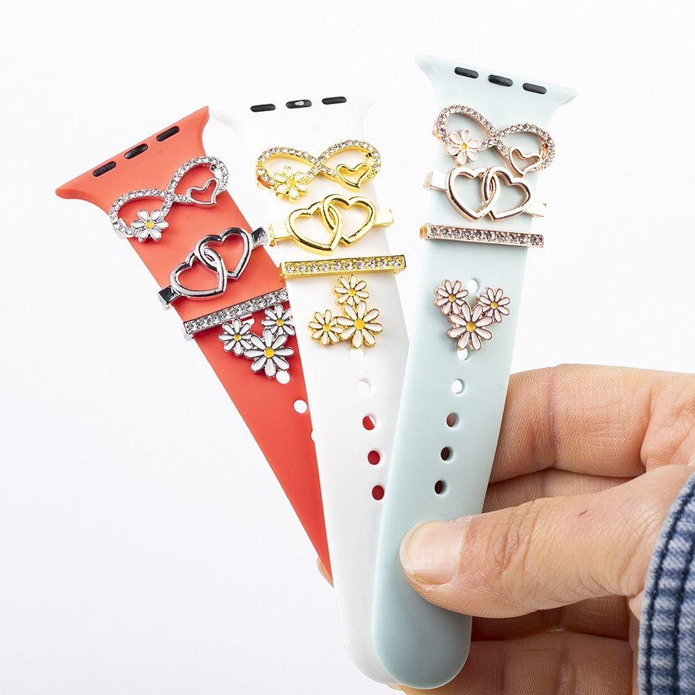 

Декоративное кольцо с бриллиантом, металлические декоративные украшения для ногтей, модный ремешок для часов, аксессуары для ремешка с орнаментом