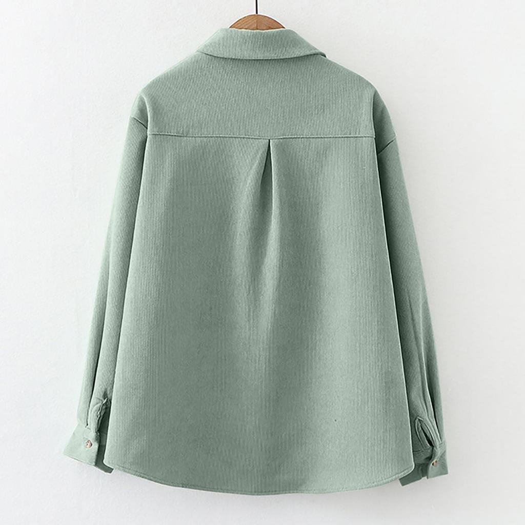 Women's  And Winter Solid Color Retro Loose Padded Long-Sleeved Shirt