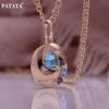 PATAYA Rose Gold Color Tiling Mixed Color Artificial Zirconia Geometric Pendant And 50cm Necklace