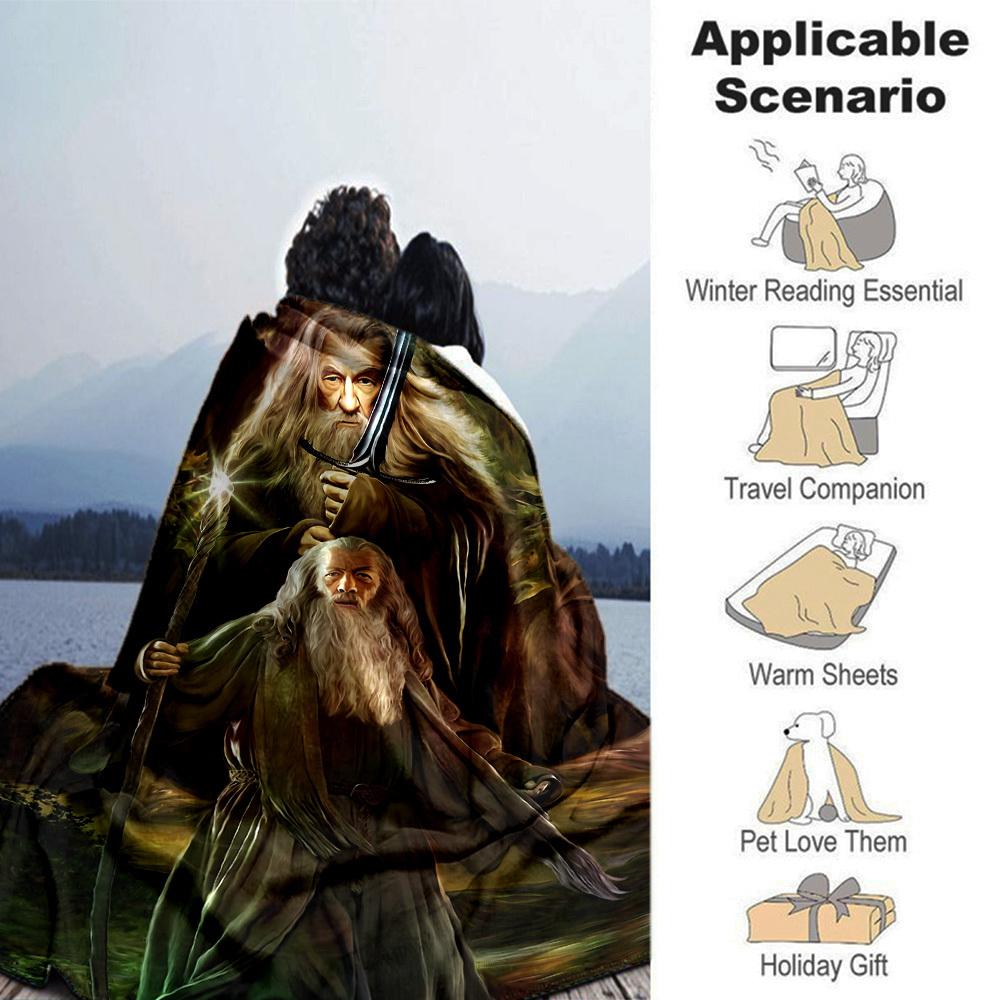 1pc Wizardry Fantasy Flannel Blanket Soft Warm Throw for Home, Office, Travel, All Season Cozy Bedding Gift, Office