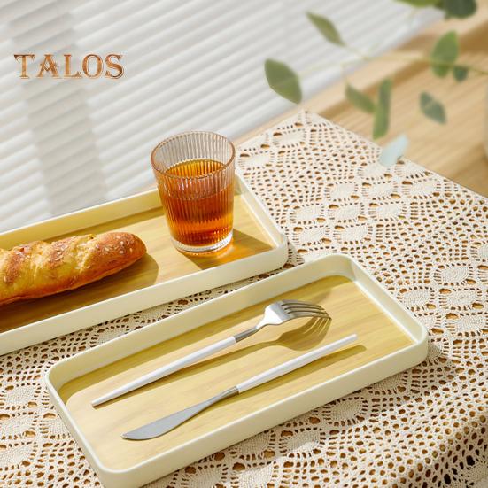 Vassoio per tazza da tè con motivo in legno Moderno rettangolo antiscivolo Resistente PP Multifunzionale per servire frutta Stoviglie Portaoggetti per organizer Rack Cucina