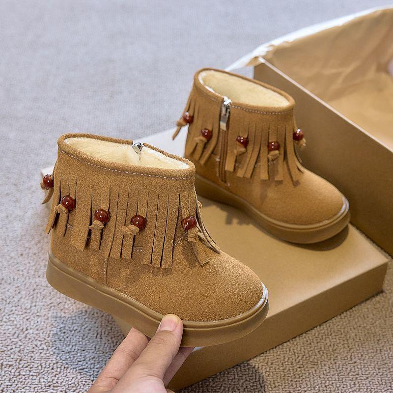 Girls' Fashionable Anti-slip Boots, Winter Children's Princess Tassel Ankle Boots
