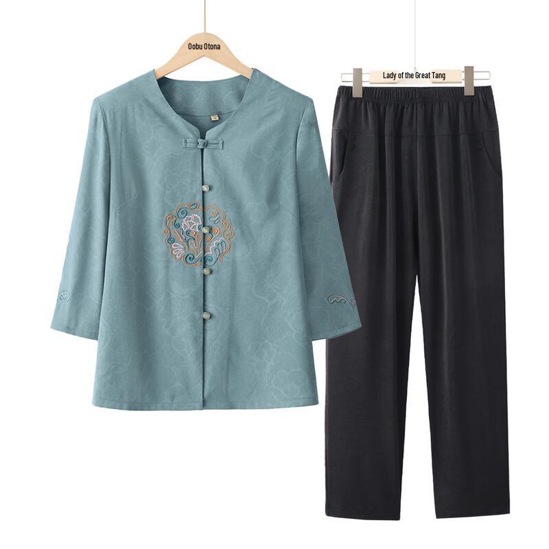 Elderly Women s Summer Breathable Shirt Set 4XL