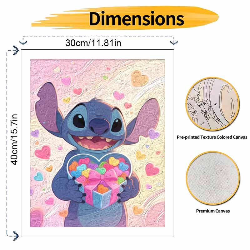 Disney Stitch Holding Heart Gift Painting by Numbers Hand Filled Drawing Art Kit Home Decor