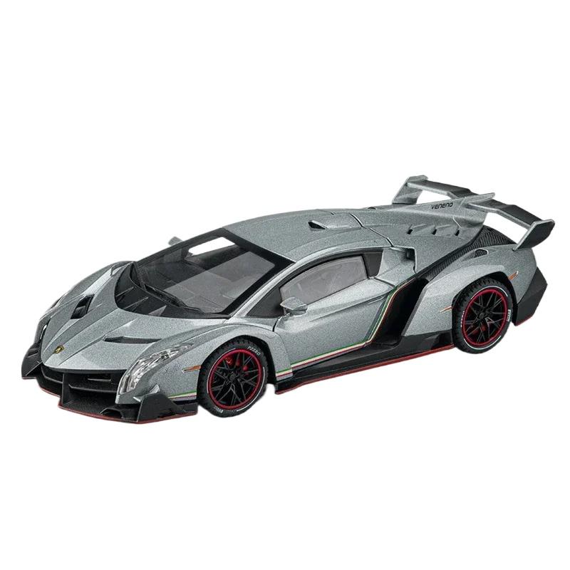 1/24 Lamborghini Poison Veneno Car Alloy Car Diecast Metal Model Sound Light Pull Back Toy Collect Gift Box Ornaments Kids Toys