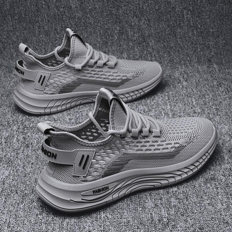 

Manufacturer large size men s shoes new 2025 spring soft-soled student casual sports shoes breathable fly-woven mesh shoes 38 серый