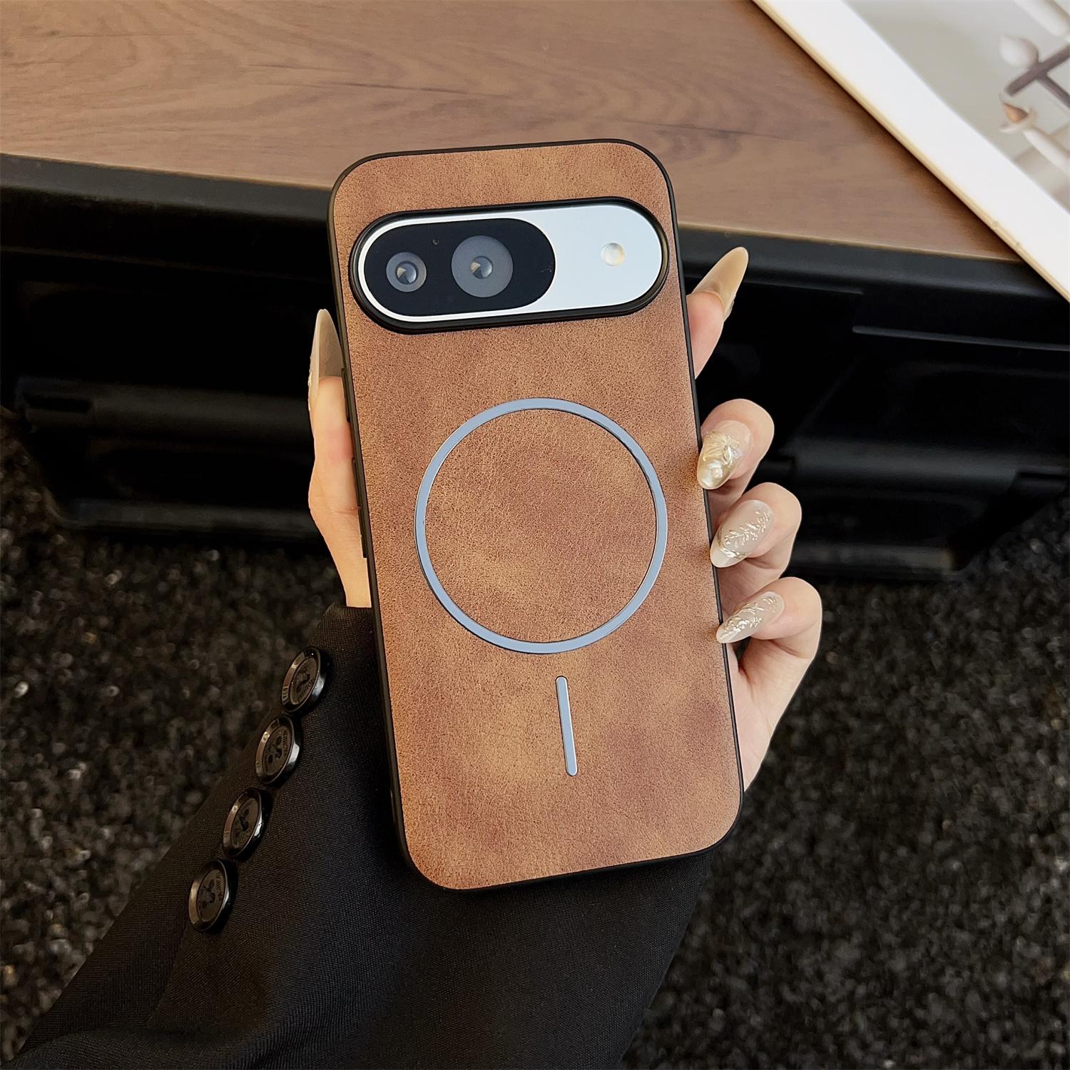 

For Google Pixel 10 Pro/Pixel 10 Magnetic Case Crazy Horse Texture Leather Back Phone Cover