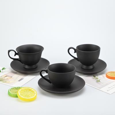 2KS/Sada Špičkové Kávové Šálky a Podšálky, Keramické Hrnky Vysoké Hodnoty, Kávové Šálky na Latte Art v Obchodním Stylu, Ručně Mačkané Šálky