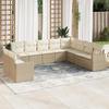 VidaXL Garden Lounge Set with Cushions 10 Pcs Beige Braided Resin 3219158