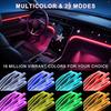Interior Car LED Lights Wireless APP Control 5 In 1 RGB Ambient Lighting Kit With 236" Fiber Optic, 16 Million Colors Music Sync Waterproof LED Strip