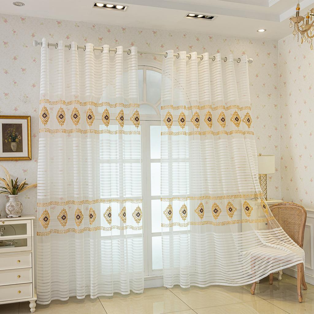 Floral Jacquard Gauze Curtains | Semi-Sheer Light Filtering for Bedroom Living Room Balcony, All-Season Elegant Home Decor