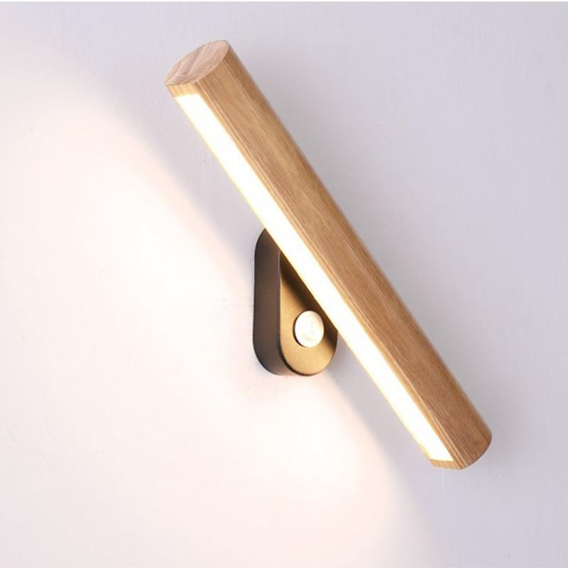 Simple Wooden LED Rotating Adjustable Wall Lamp with Switch for Indoor Lighting Home Decoration Living Room Bedside Wall Lamp