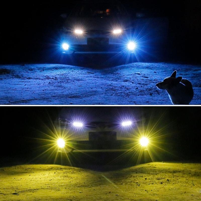 Car Highlight LED Anti Fog Lamp Bulb Dual Color H1 H3 880 881 Driving Light 2pcs