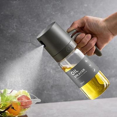 Oil Spray Bottle 250ml High Borosilicate Glass Cooking Oil Dispensers Olive Oil Sprayer Mister for Air Fryer Salad Baking AVE