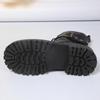 Mode Mode Metallschnalle Riemen Motorradstiefel Damen Herbst Winter Plateau Kampfstiefeletten Frau Wasserdicht PU Leder Stiefeletten