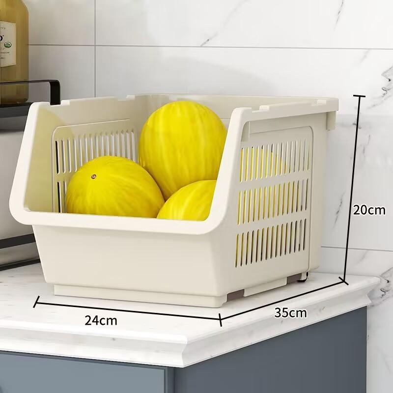 2023 new Storage Basket Multifunctional High Capacity Stackable Hollow-out Fruit Vegetable Organizer for Kitchen