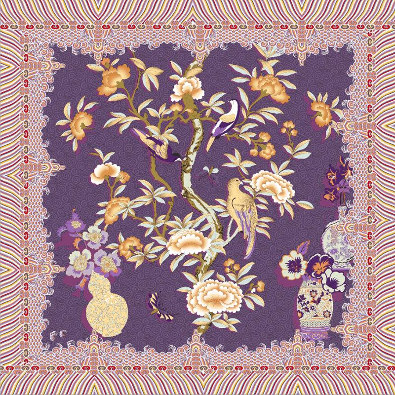 Customizable Twill Silk Scarf 100% Mulberry Silk Digital Printed Women Low MOQ Custom Bandana Headscarf Hand Rolled Edge
