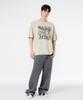 MOZMOZ Pixel Flower Oversized Pigment Short Sleeve T-Shirt Beige