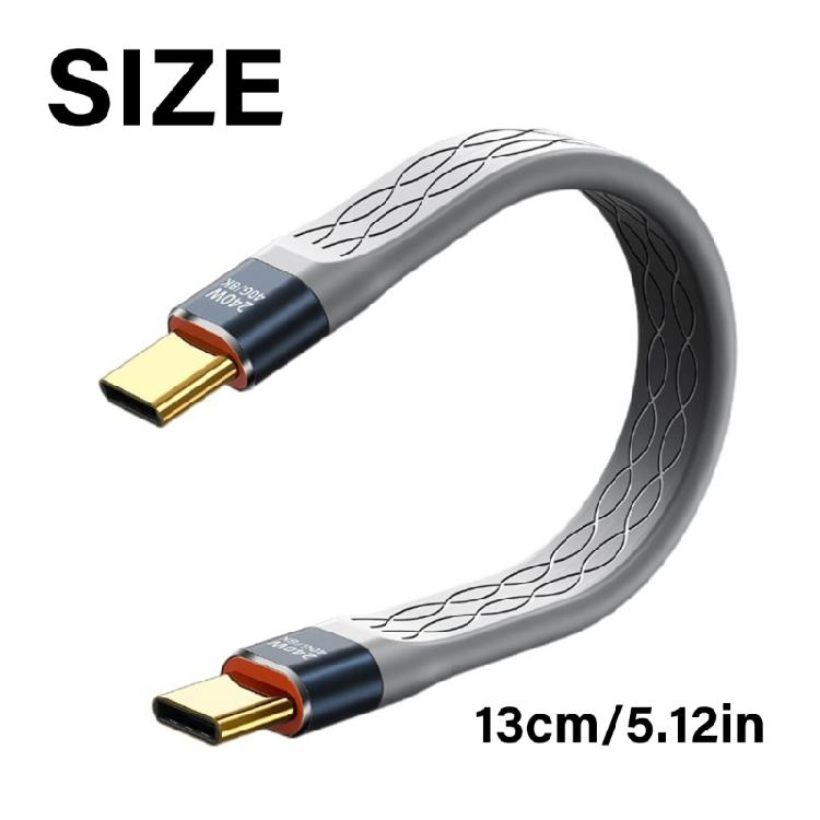 Short USB4 C Cable 5Inch Flat 40Gbps Speed 240W Charging 8K60hz Video For Phone Pad eGPU and More USB C Devices