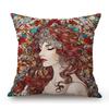 Nouveau Art Mucha Style Stained Glass Eleglant Lady Divine Witch Retro Decoration Art Sofa Pillow Case Linen Cushion Cover