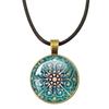 Klassische Lebensblume Seilkette Glasanhänger Halsketten Mandala Elegante und komplexe Muster Halsketten Damen Cabochon Schmuck