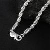 Charm 925 sterling silver Accessories 4MM 40-60cm 2PCS Rope Chain Necklace Bracelet Women Men Fashion Wedding Gift Jewelry