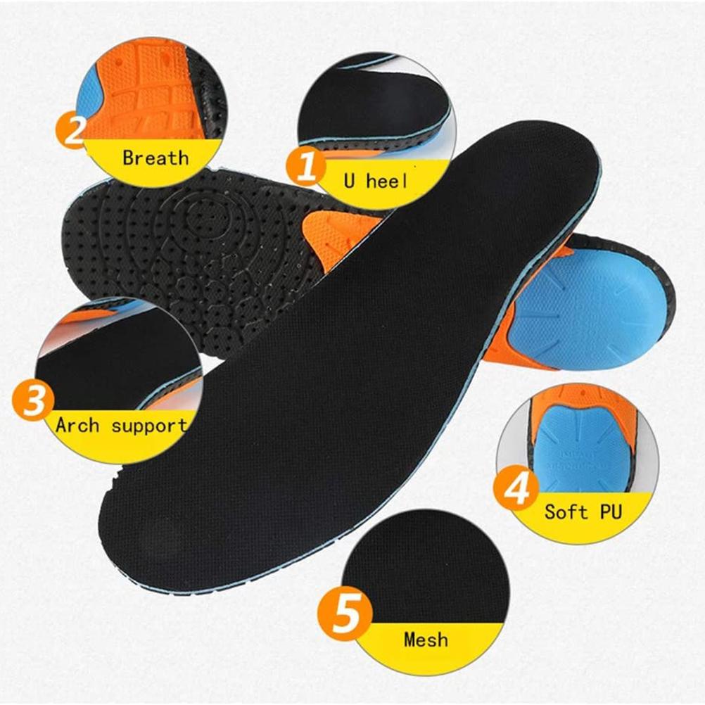 1 Pair Shock Absorbing Running Insole Breathable EVA Sweat Absorbent Insoles Arch Support Insert Sports Insole