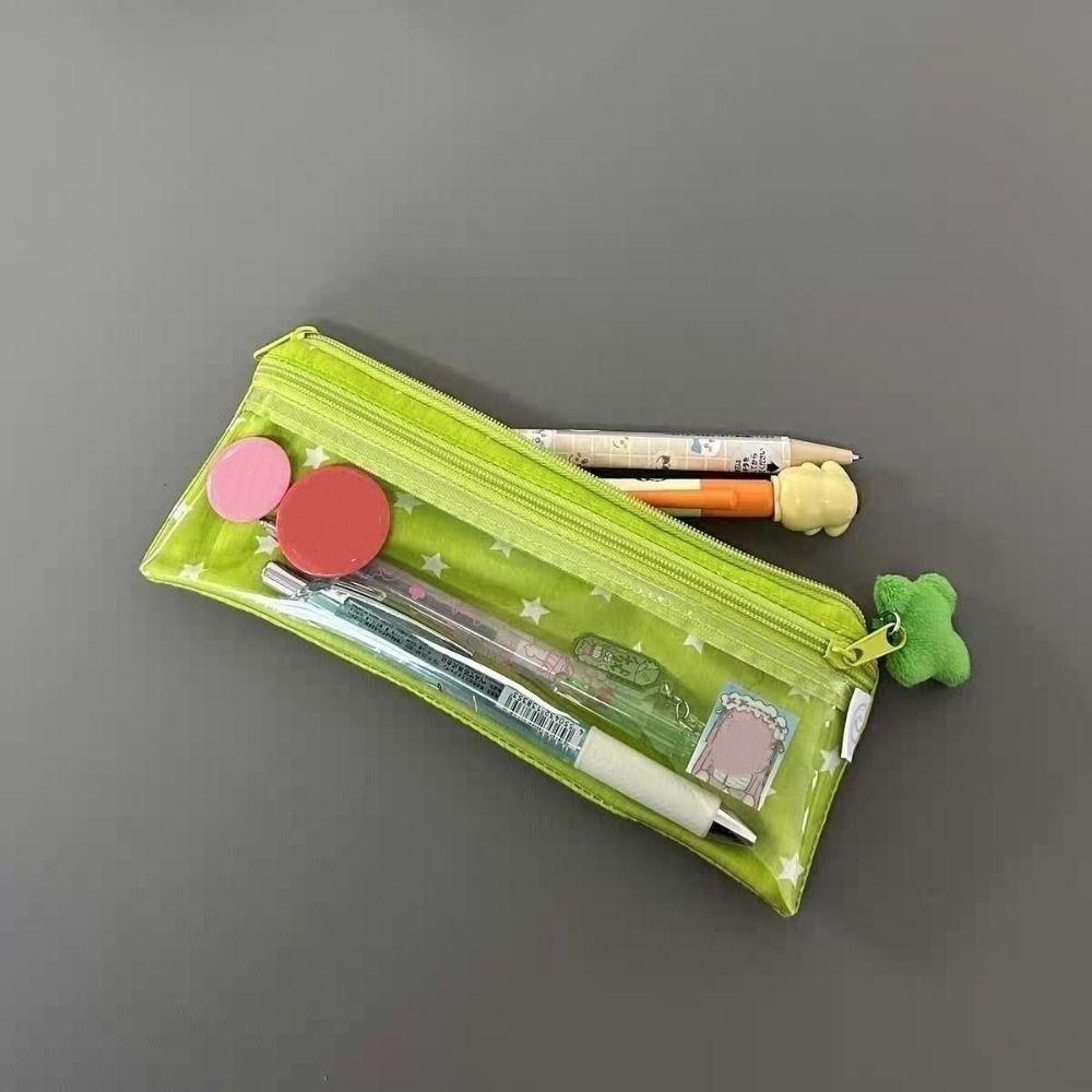 Mesh Multilayer Stationery Bag Star Pattern Pen Pouches Stars Pencil Case  School Supplies