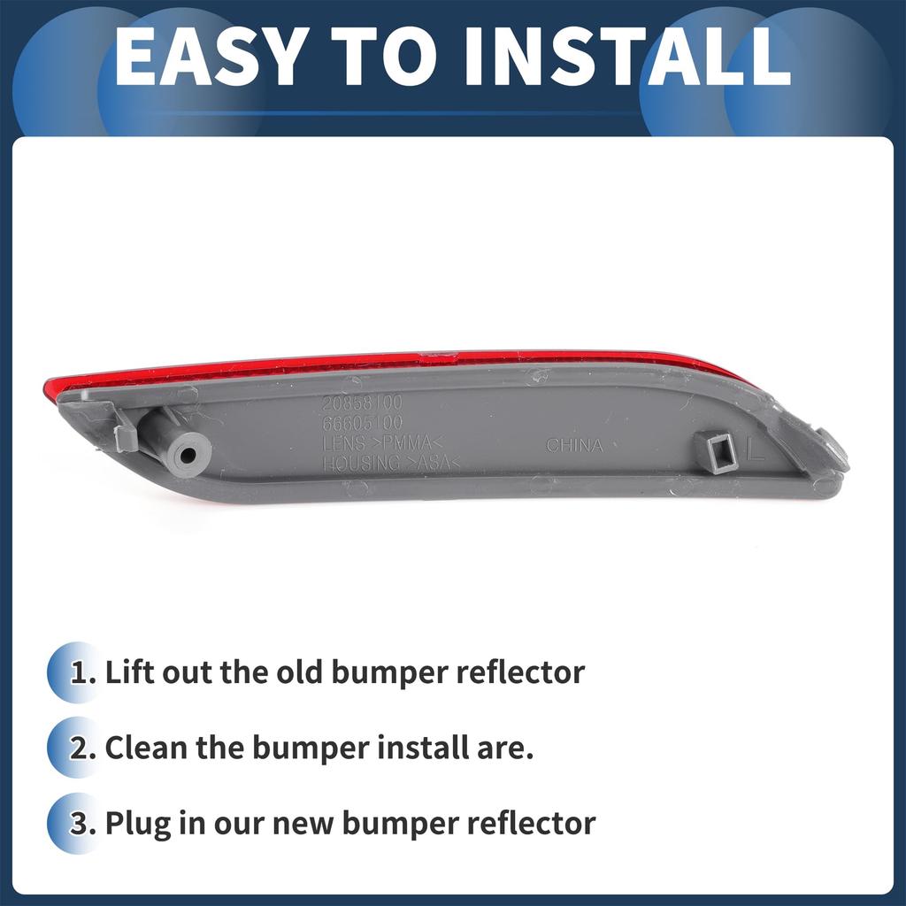 INFINAUTO Fit Toyota Camry 2019-2024 Bumper Reflector Rear Left 6.50"x1.14" Bumper Reflector Side Marker No.8192006060 Plastic Red Durable