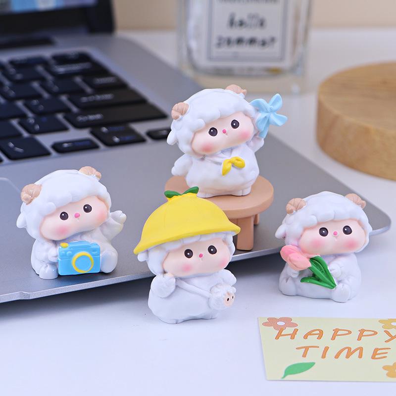 Little Sheep Mini Ornament - Cute Decoration for Desktop, Car Console, or Workstation