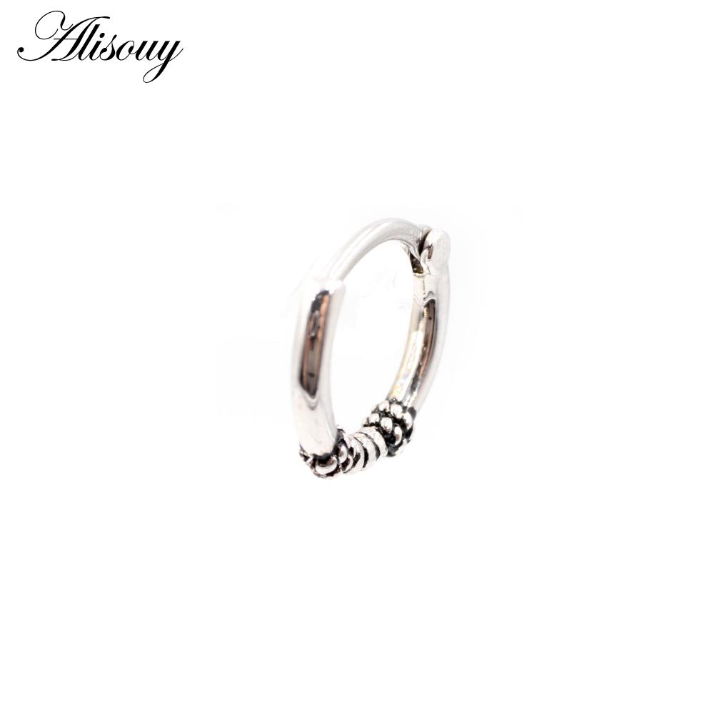 Alisouy 1 Stück Punk Gothic Twist Blatt Knochen Edelstahl Einfache Runde Kreis Creolen Rock Roll Herren Frauen Hip Hop Schmuck