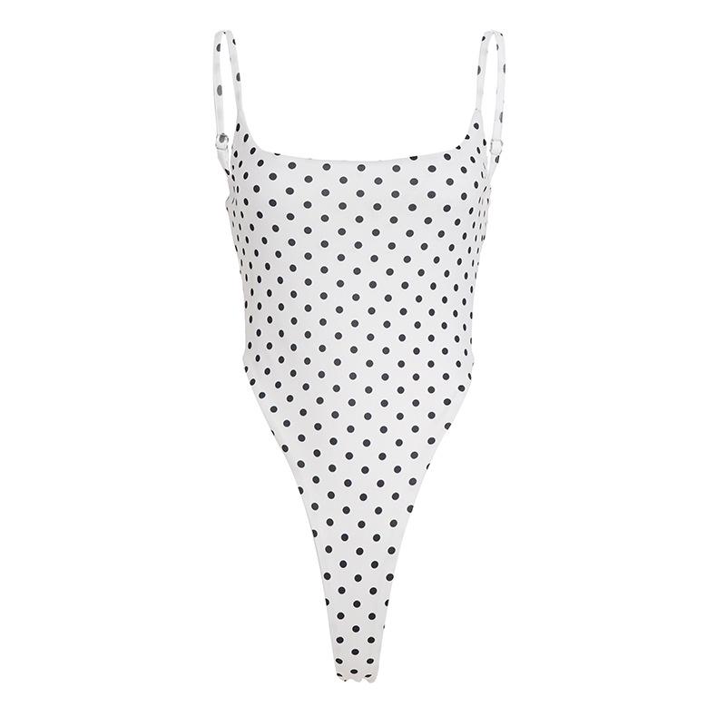 Europäischer Sexy Gepunkteter Schnürrücken-Bodysuit - Figurbetontes U-Ausschnitt-Design