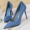 Women 9cm High Heels Pumps Stripper Flock Suede Plus Size Escarpins Lady Wedding Bridal Heels Escarpins Green Blue Yellow Shoes