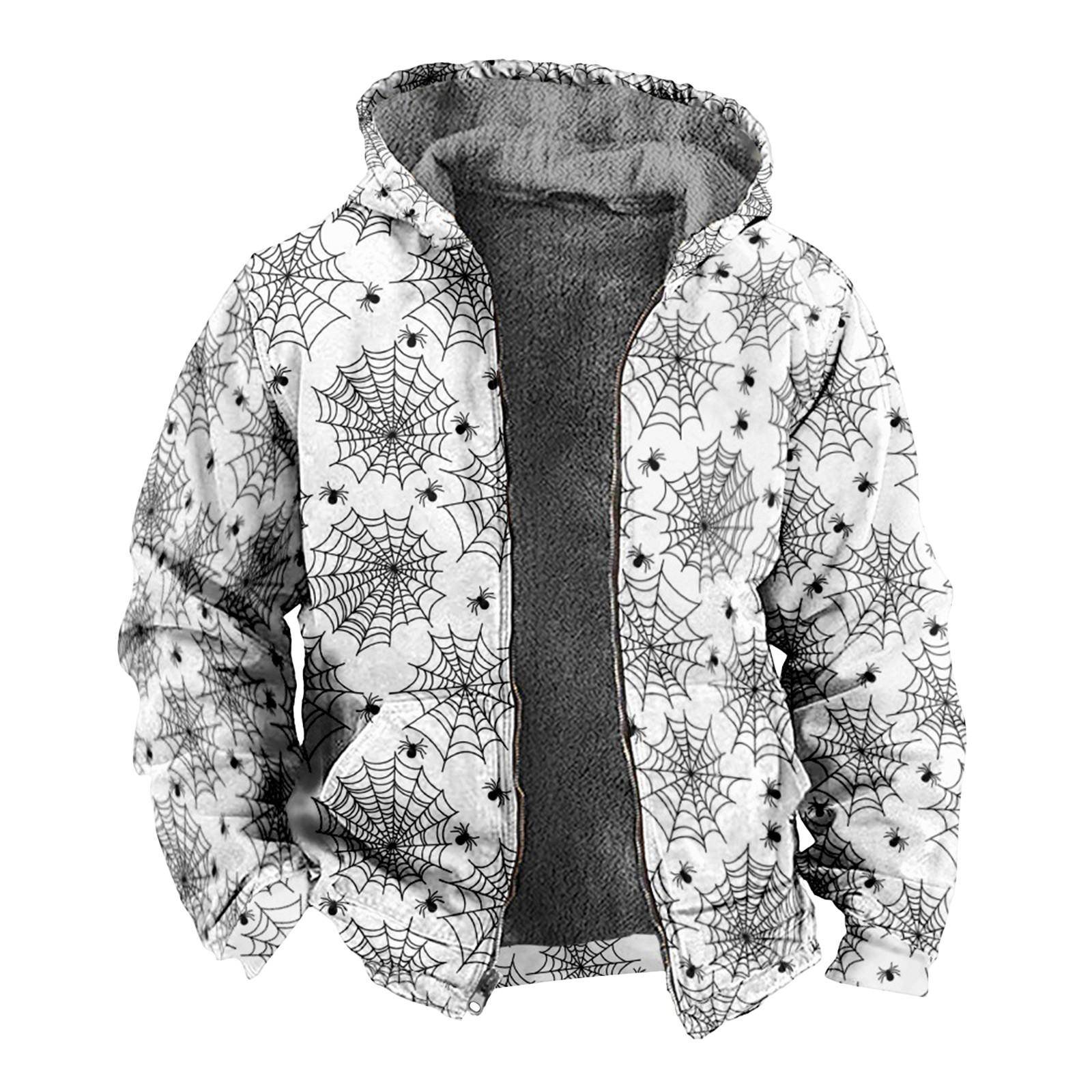 

Мужская куртка с принтом на Хэллоуин, мужская повседневная куртка на молнии с капюшоном на весну и осень XXXXXXL белый
