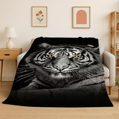 Fierce Tiger Beast Sabretooth Flannel Blanket Soft Throw Blanket for Bedroom Living Room Bed Travel Camping Picnic Nap Cover