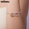 WOSTU 925 Sterling Silver Dachshund Pendant Necklace 18K Gold Pet Paw Chain Link Dog Charm Bracelets Earrings Ring For Pet Lover