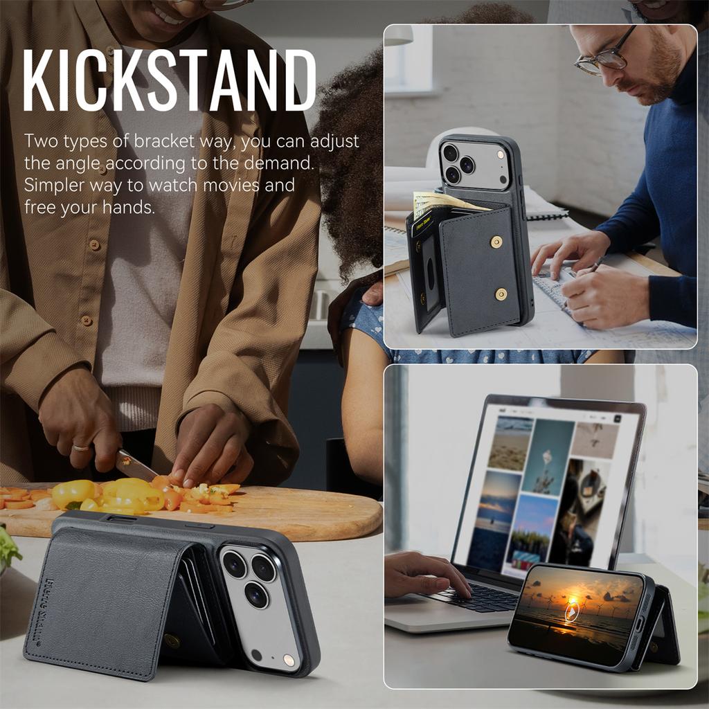 Geldbörse Kartenfach Leder Handyhülle für IPhone 17 Air 17 Pro Max 15 16 Plus 14 13 12 11 Magnetisch Magsafe Ständer Rückabdeckung